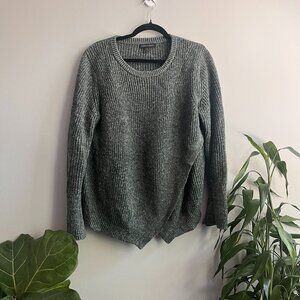 Banana Republic grey green wool blend crossover sweater size M